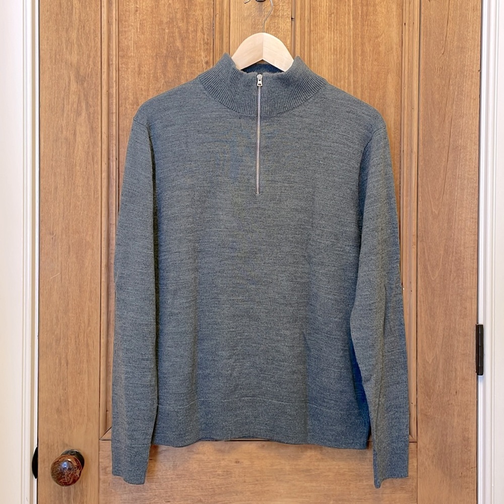 EUC J. Crew Men’s Gray-Blue Quarter-Zip Sweater Size Large (L)